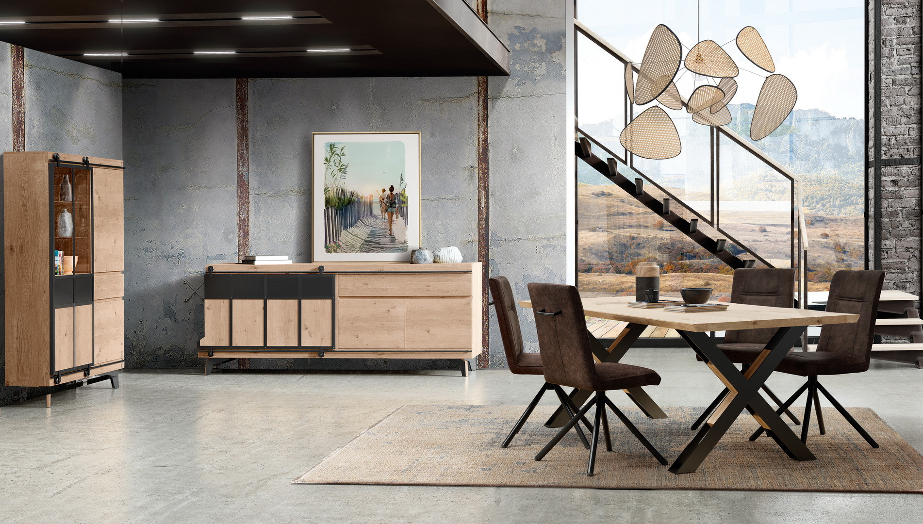 Image de Table de repas pied métal L220 Buzz Product