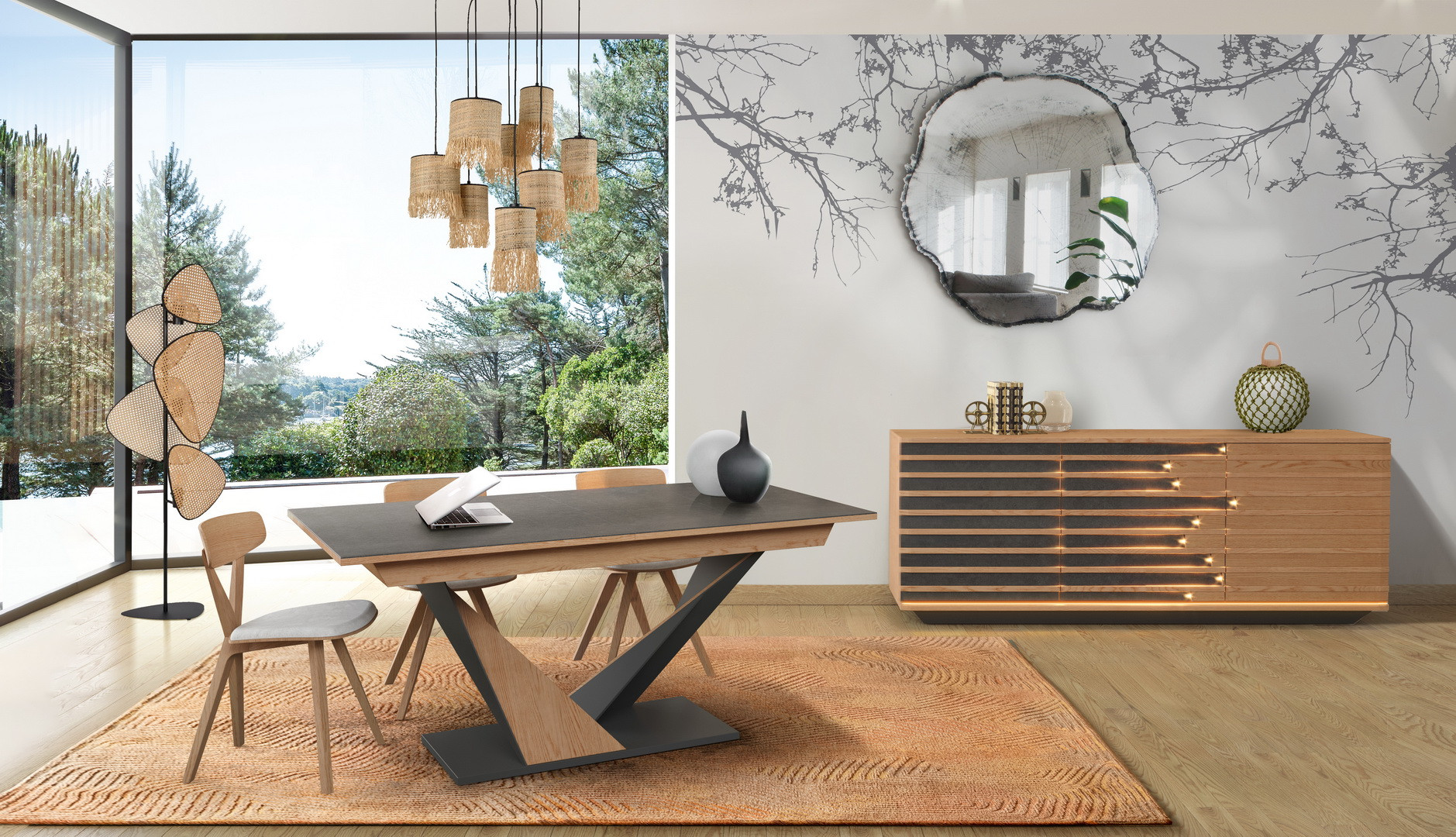 Image de Table de repas extensible céramique pied métal L200 Lina Product