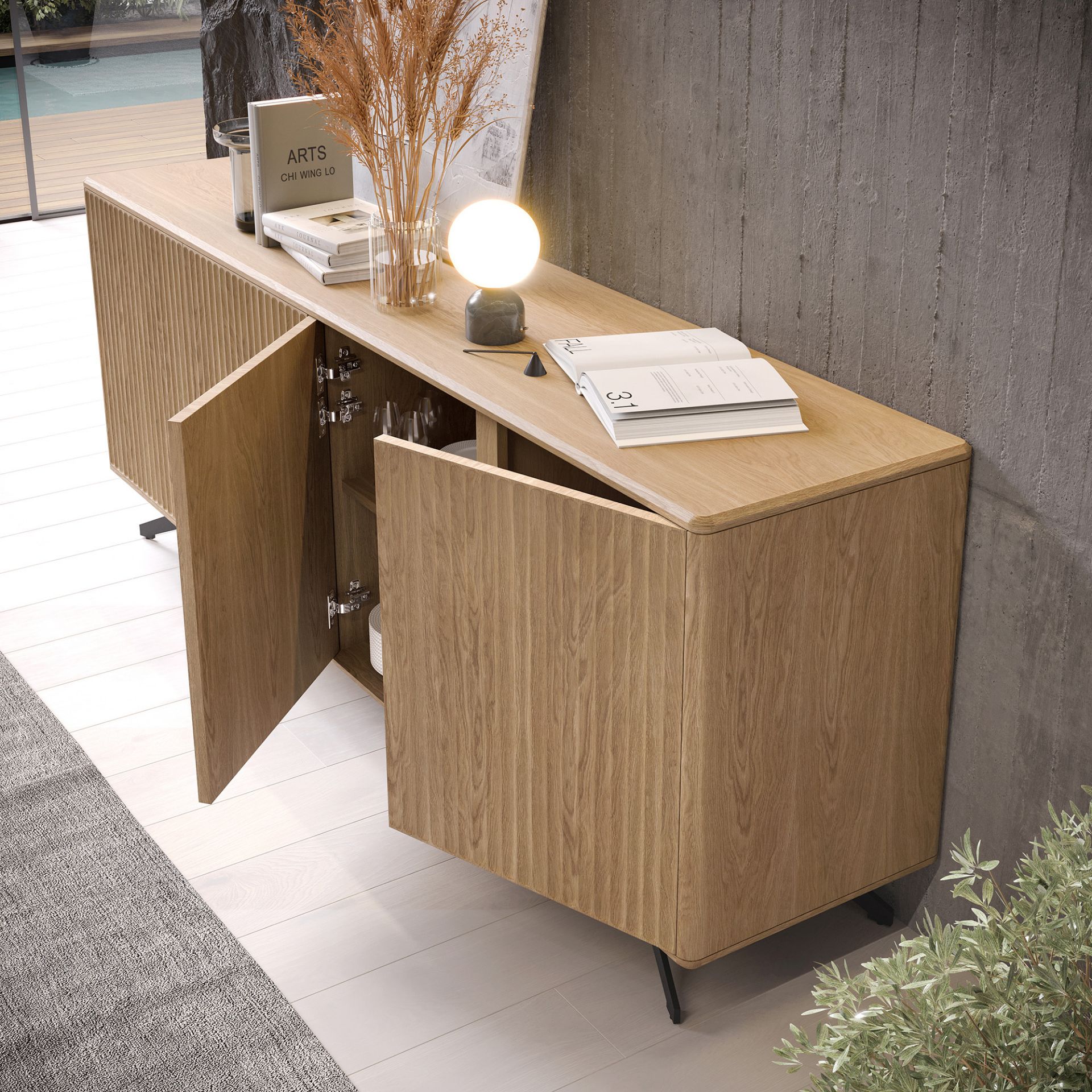 Image de Meuble haut L120 4 portes striées Galia Product